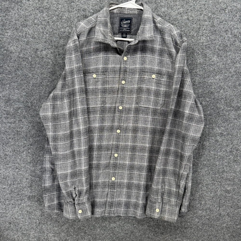 Grayers Flannel Shirt Mens XL Gray Plaid Heritage Cotton Button Down Long Sleeve